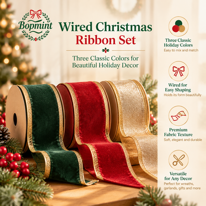 Bopmint Wired Christmas Ribbon Set