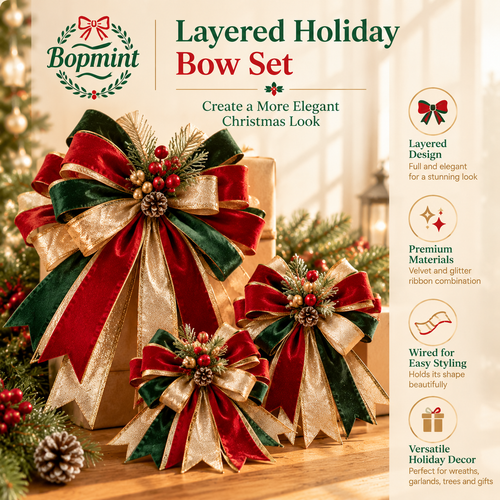 Bopmint Layered Holiday Bow Set