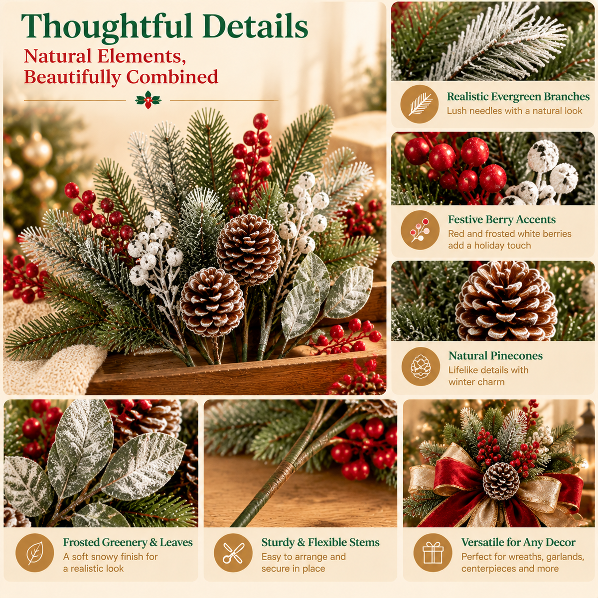Bopmint Frosted Evergreen Pick Set