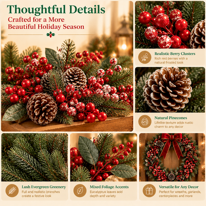 Bopmint Berry & Pinecone Wreath Accent Set