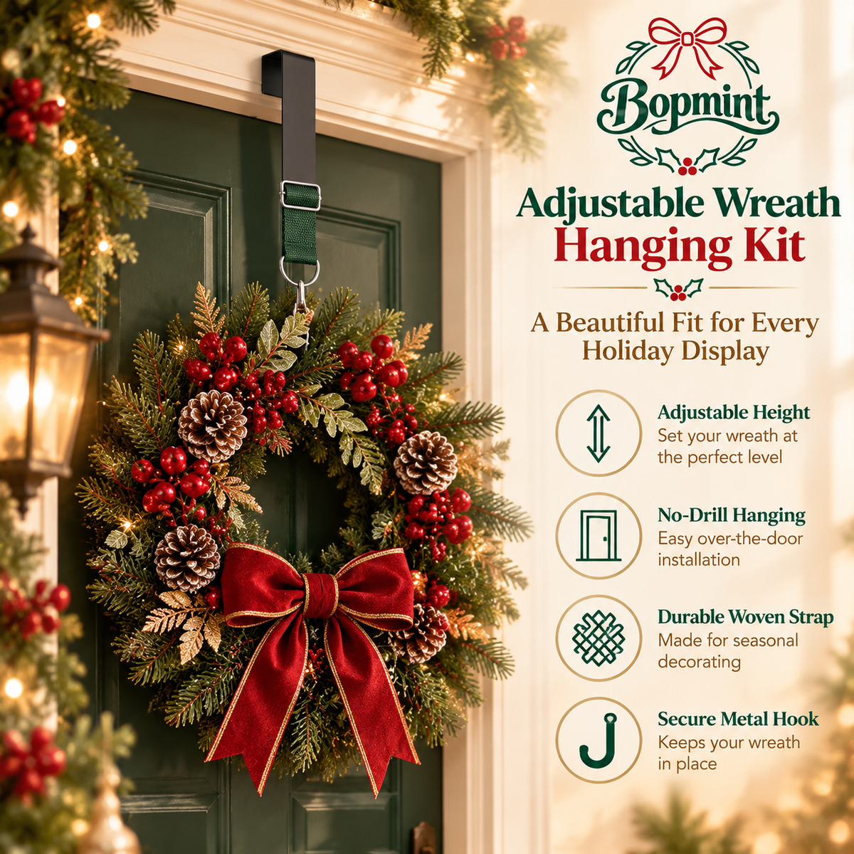 Bopmint Adjustable Wreath Hanging Kit